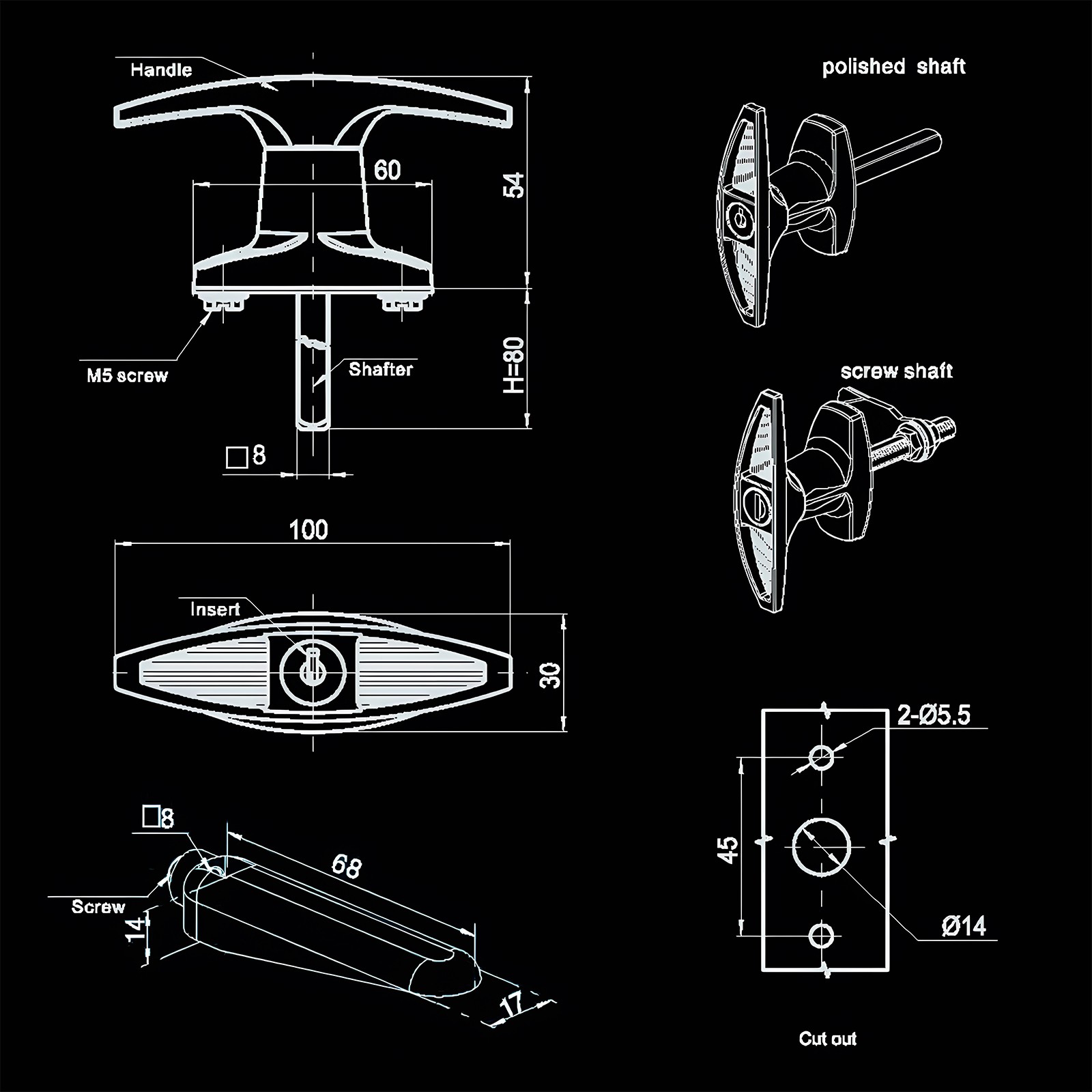 Camper Shell Lock T-Handle Locking Mechanism Camping High Security Lock