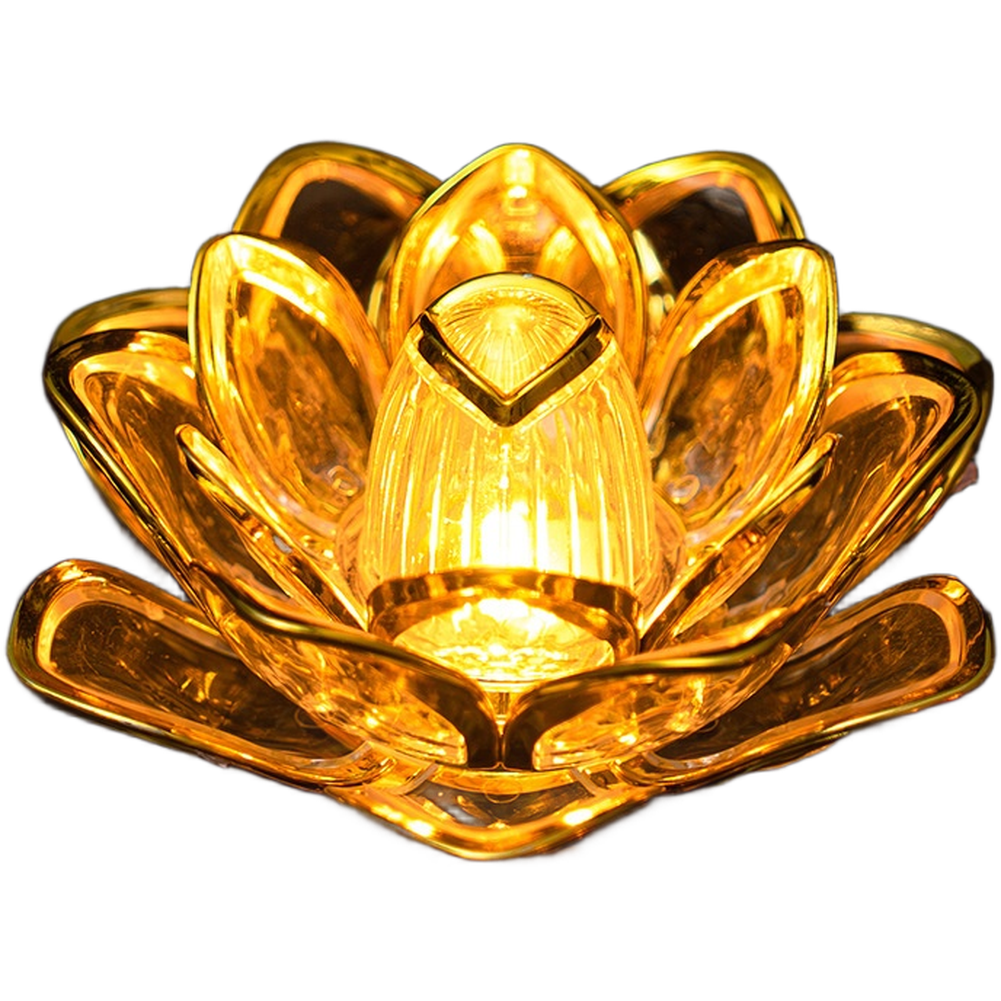Buddha Offering Red Gold Lotus Flower LED Electronic Candle Light