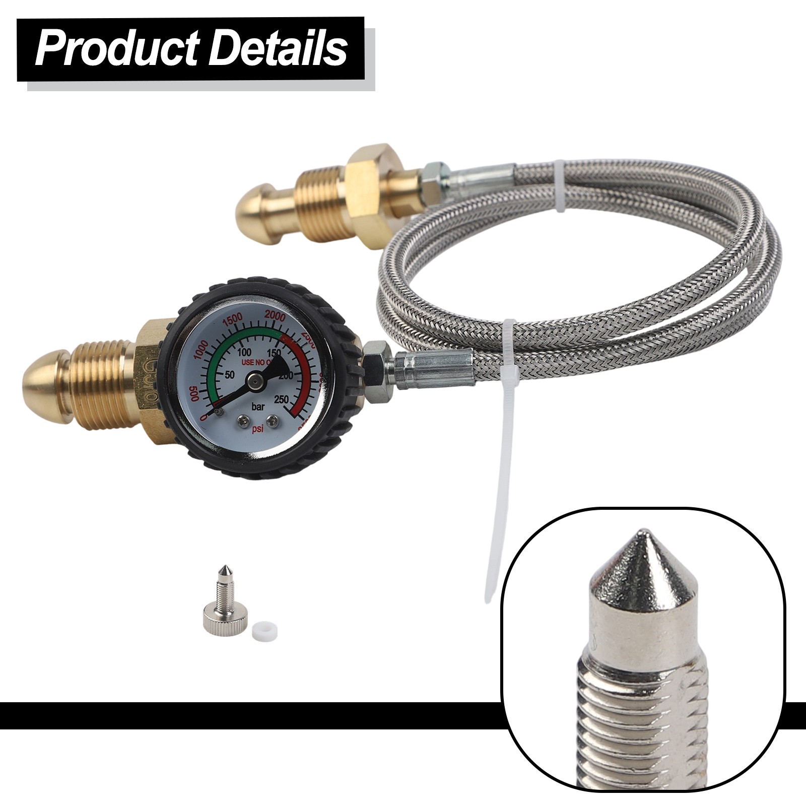 150cm Black High Pressure Hose for BS 341 Size 3 Argon Cylinder Transfer