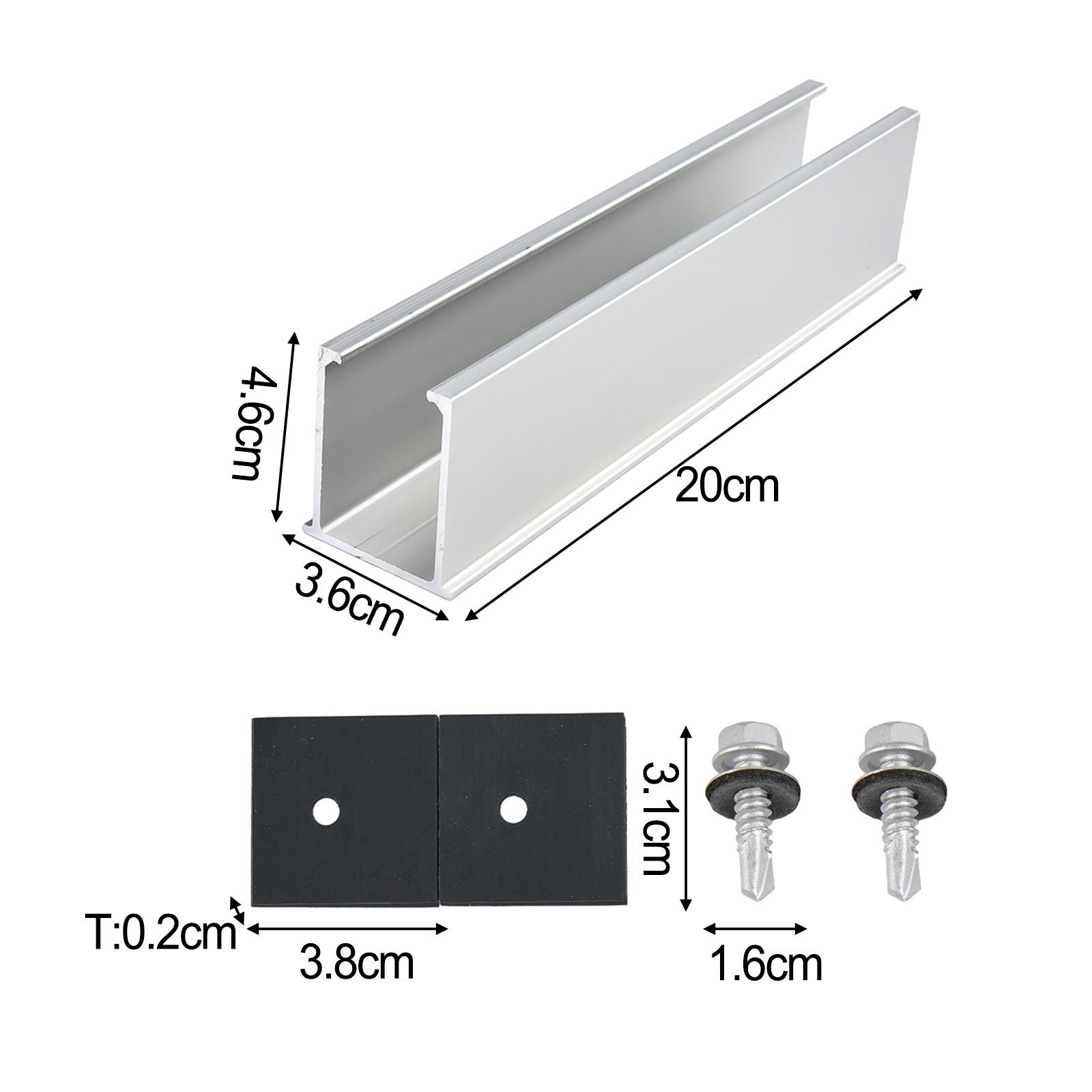 Solar Modules Rail Bracket Trapezoidal Sheet Flat Roof PV Mounting Rail 20CM