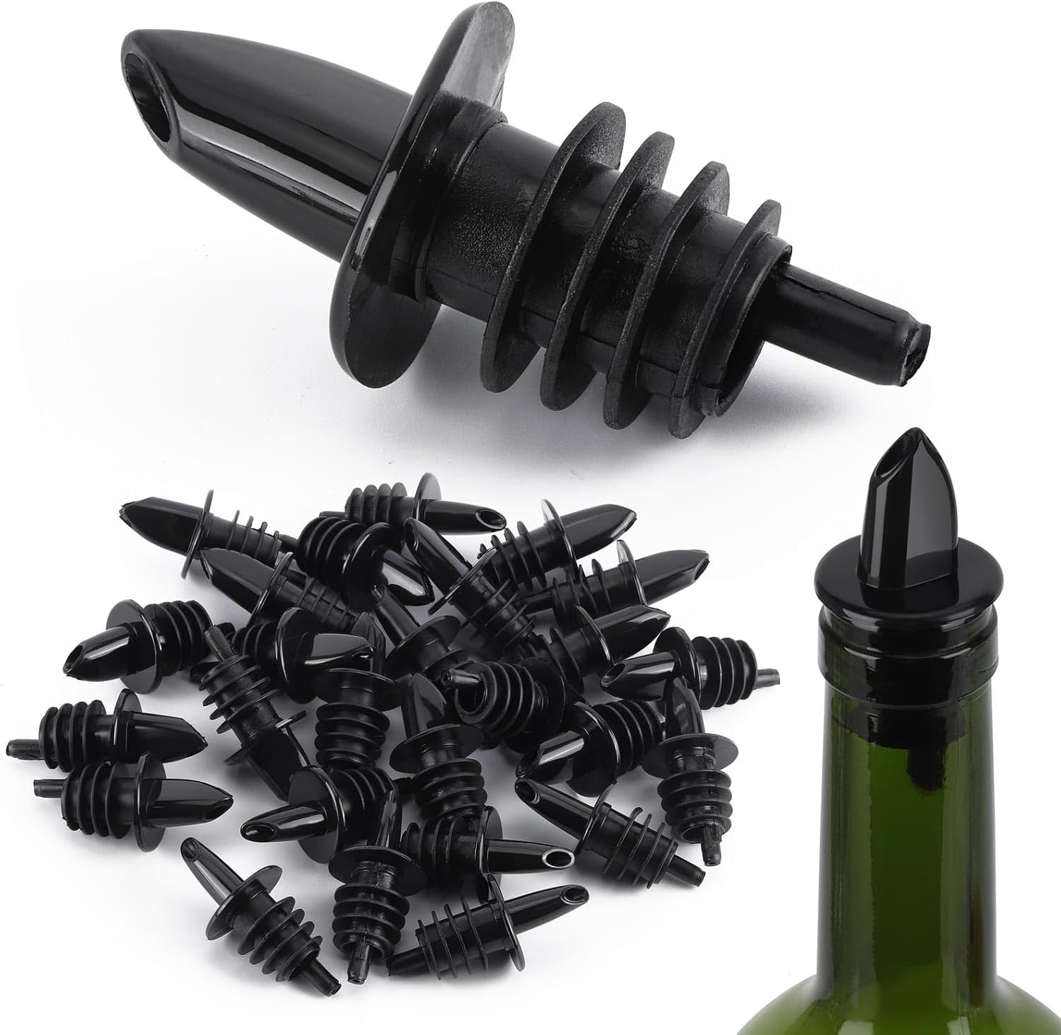 Flaschenausgie?er Kunststoff Set 36-teilig schwarz Flie?ausgie?er fr Wein O