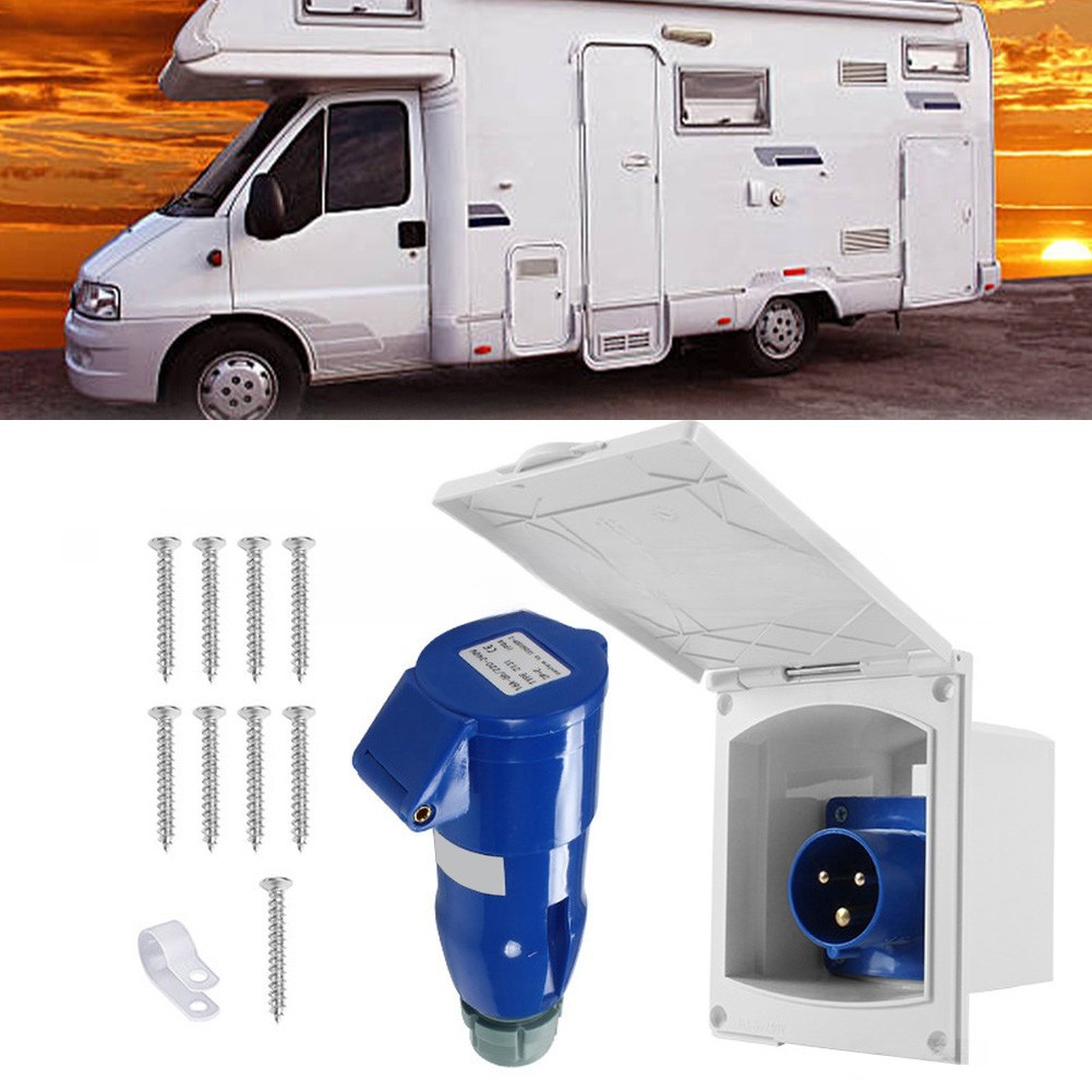 External Mains Socket 16A Waterproof for RV Trailers Campers IP44 Rated Cover
