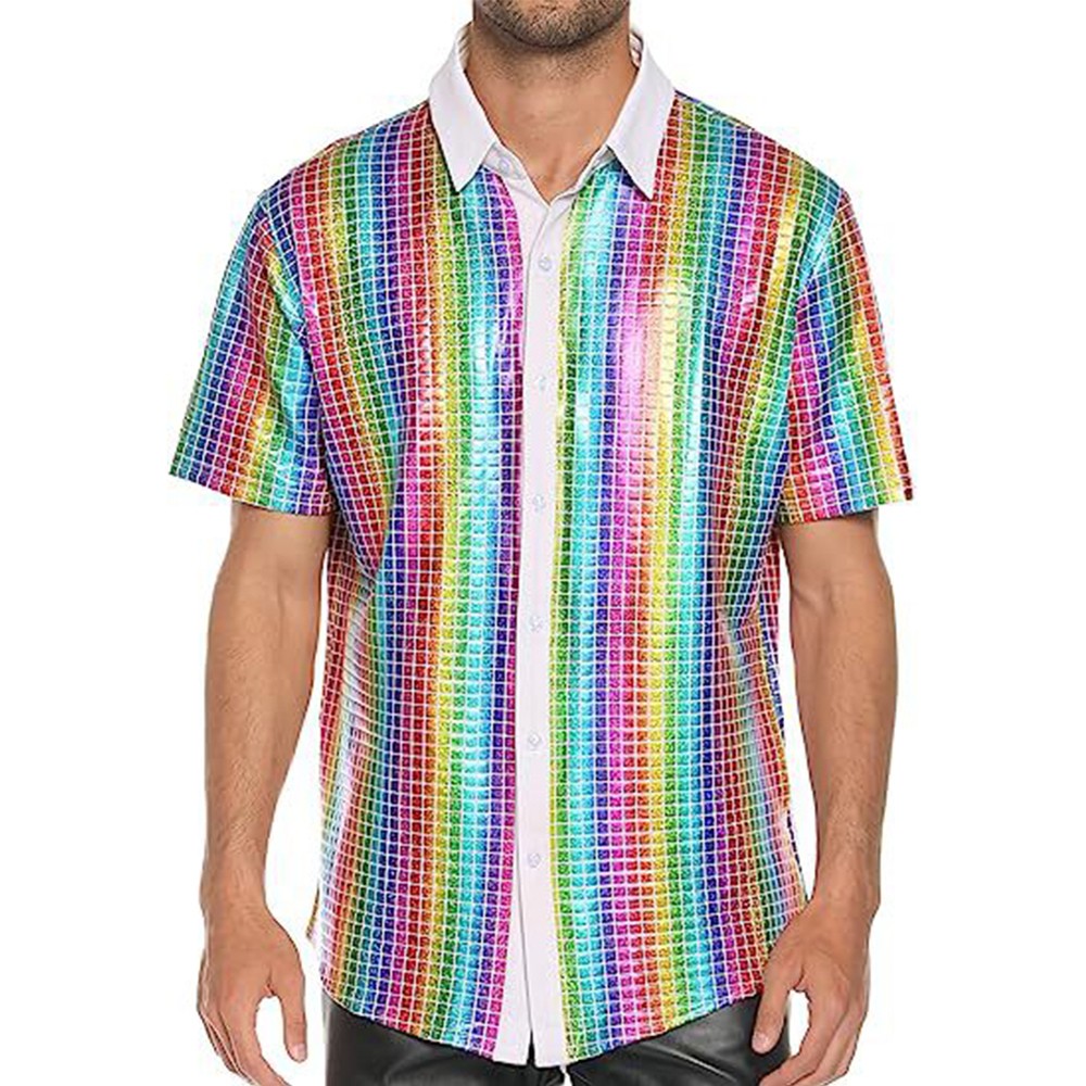 All-season Wear Men's Formal Shirt Sequin Buckle Shirt Polyester Fabric - Picture 6 of 12