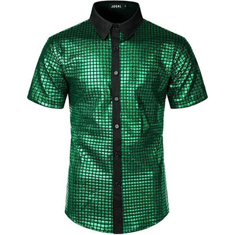 All-season Wear Men's Formal Shirt Sequin Buckle Shirt Polyester Fabric - Picture 11 of 12