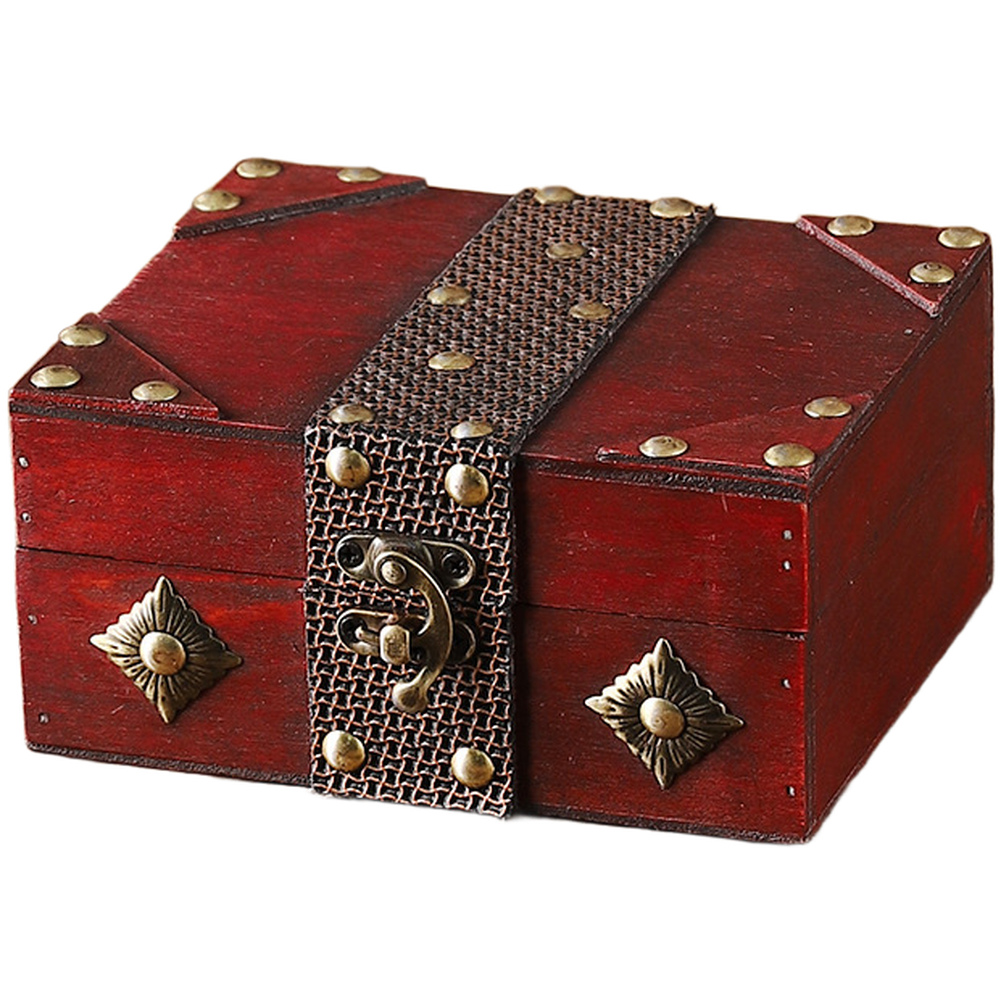 Classic Retro Wooden Jewelry Box with Leather Strap for Home Organization