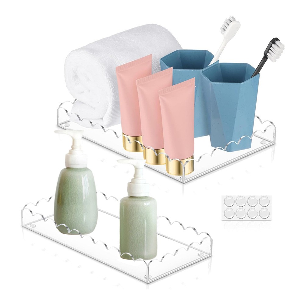 2 Pack Clear Acrylic Vanity Trays for Organizing Bathroom or Kitchen Items - Picture 13 of 24