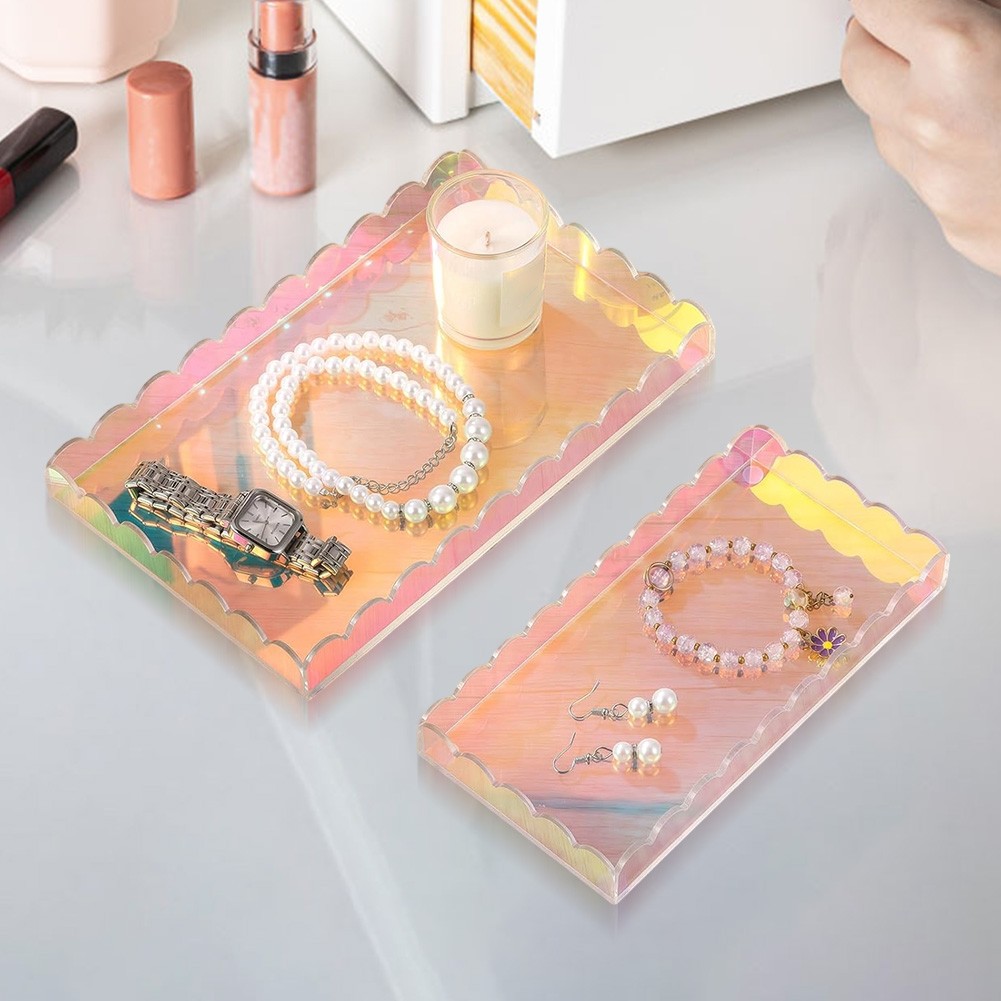 2 Pack Clear Acrylic Vanity Trays for Organizing Bathroom or Kitchen Items - Picture 21 of 24