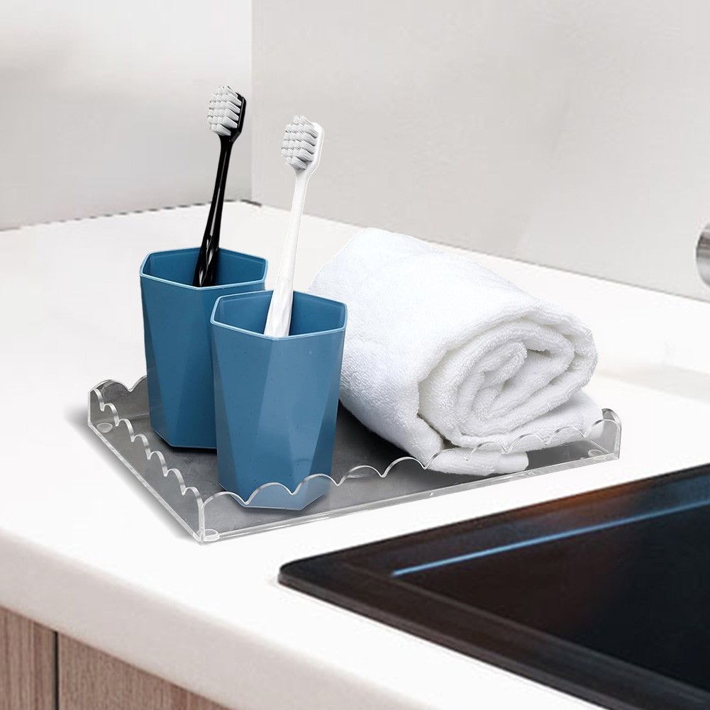 2 Pack Clear Acrylic Vanity Trays for Organizing Bathroom or Kitchen Items - Picture 16 of 24