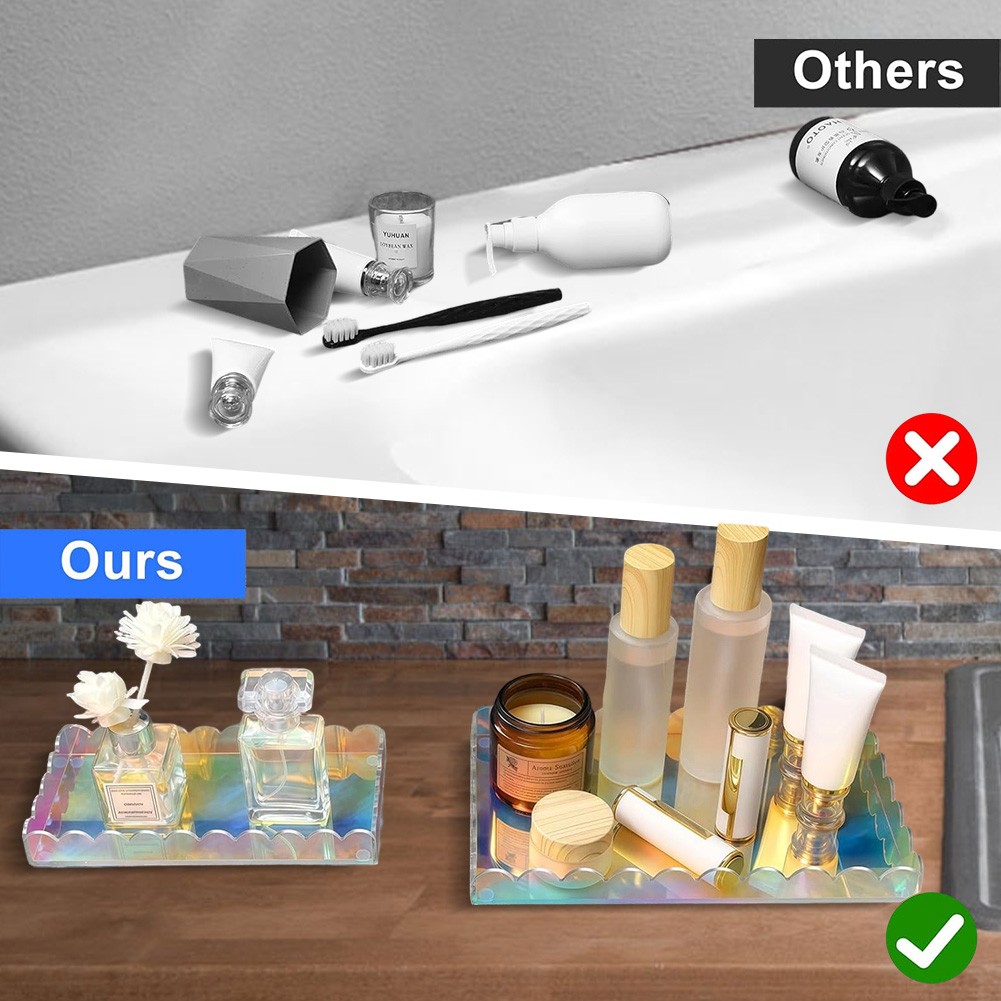 2 Pack Clear Acrylic Vanity Trays for Organizing Bathroom or Kitchen Items - Picture 22 of 24