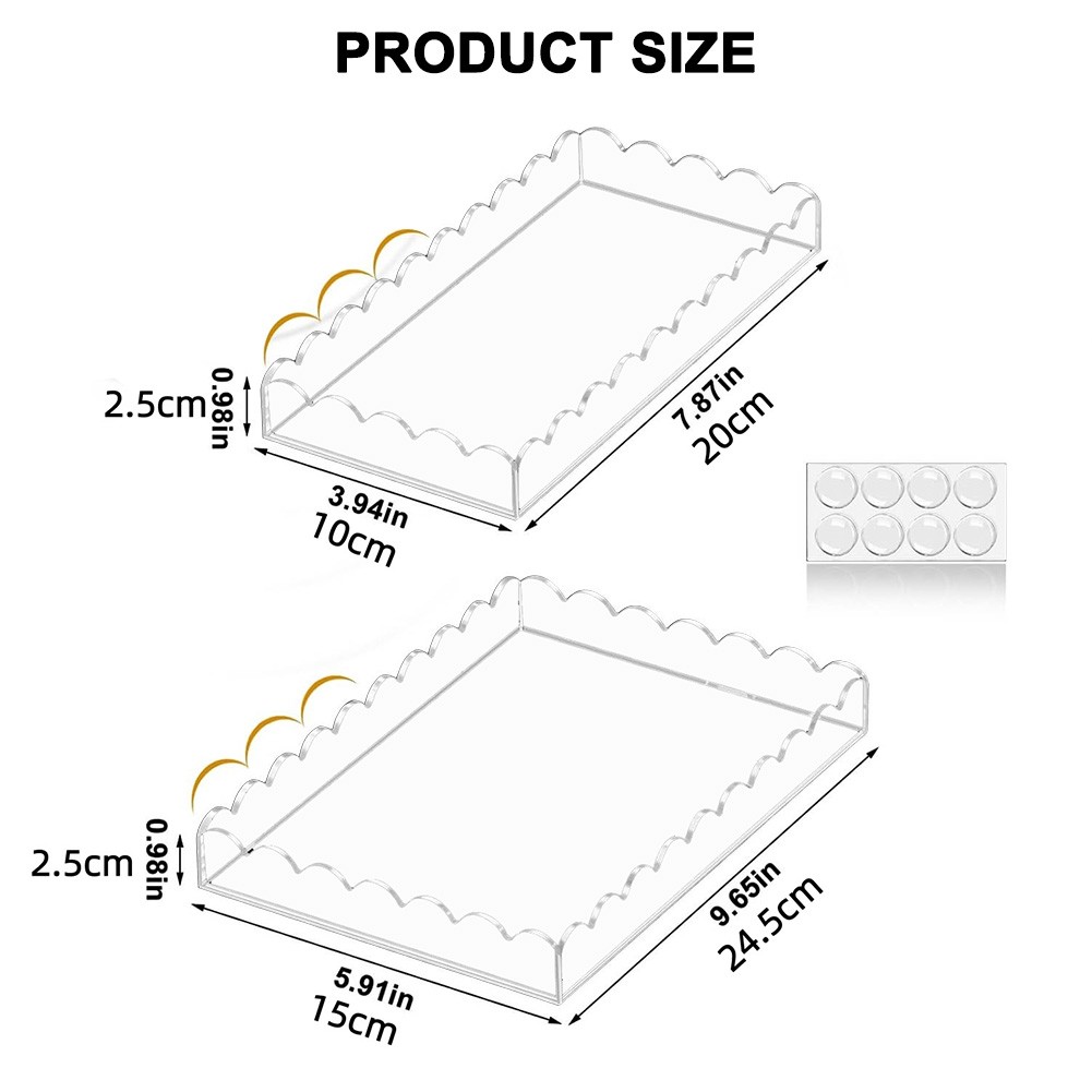 2 Pack Clear Acrylic Vanity Trays for Organizing Bathroom or Kitchen Items - Picture 14 of 24