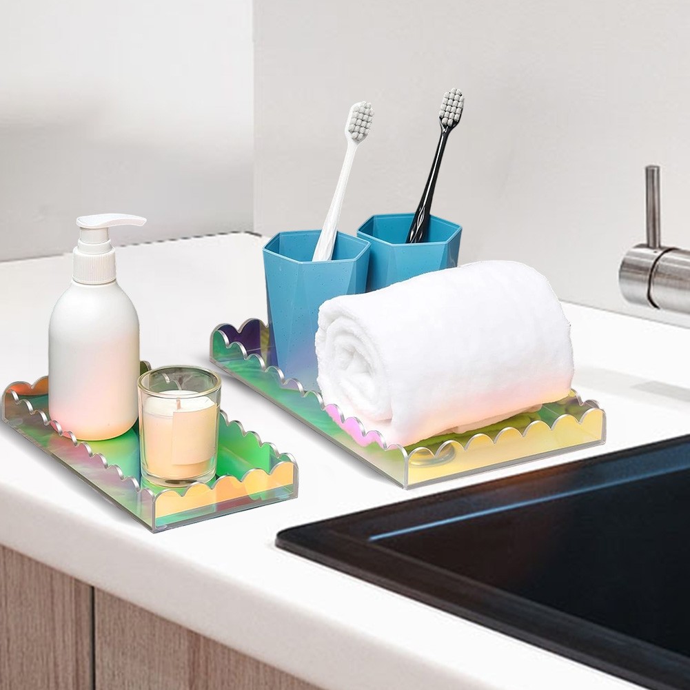 2 Pack Clear Acrylic Vanity Trays for Organizing Bathroom or Kitchen Items - Picture 20 of 24