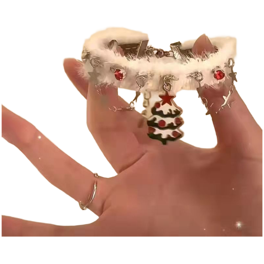 Women Christmas Tree Pendant Necklace Velvet Double Layer with Snowflake Accent - Picture 19 of 21