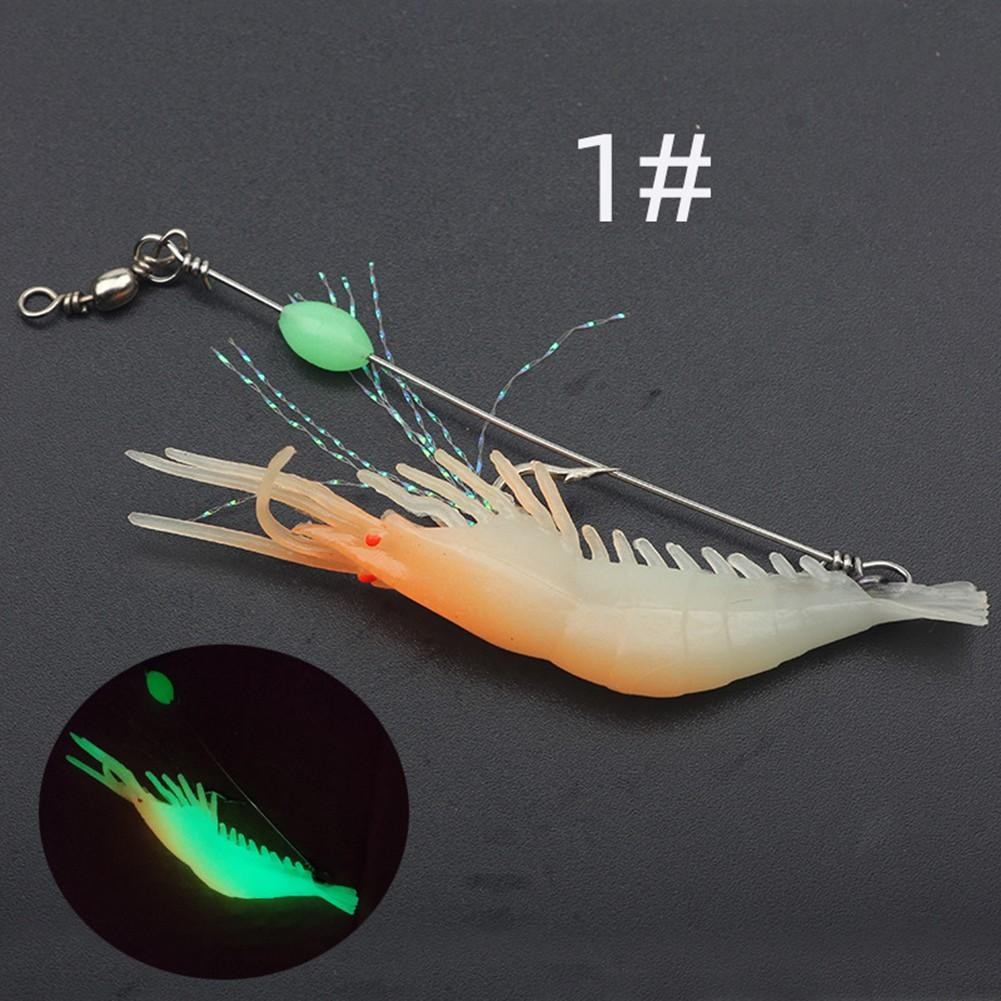 Artificial Luminous Shrimp Soft Silicone Bait With Hook Swivels For Fishing Rig
