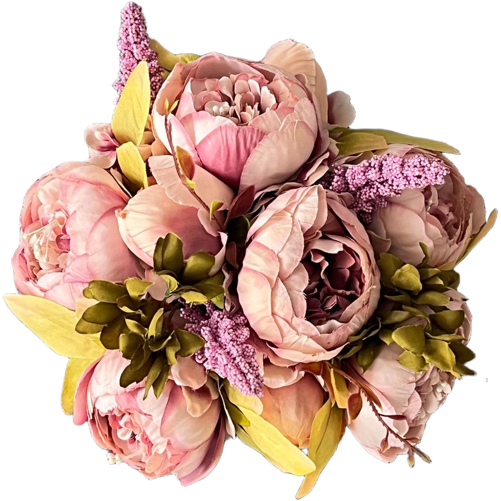 Artificial Flower Set with Full Peony Bloom for Indoor Decoration White