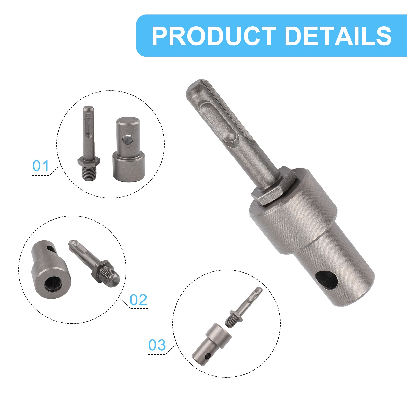 Earth Auger Adapter Tool with 4 Interface Types for Hammer Machine Drill