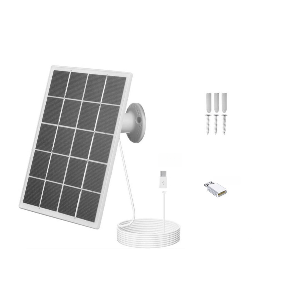Portable Solar Panel Charger for Eufy For Ring For Blink Cameras with USB Cable