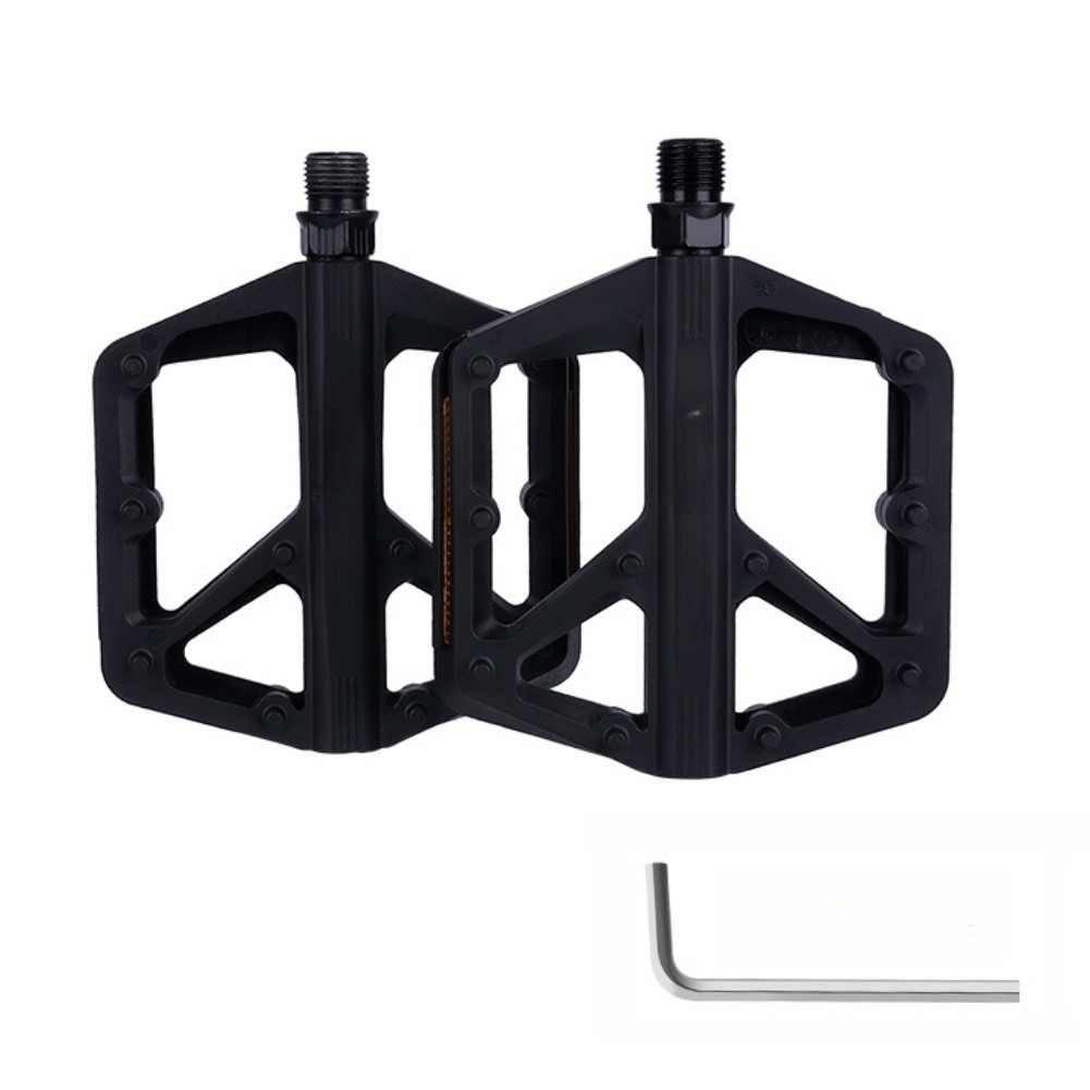 Black Nylon Glass Fiber Bike Pedals with Wide Plate and Dual DU Sealed Bearings