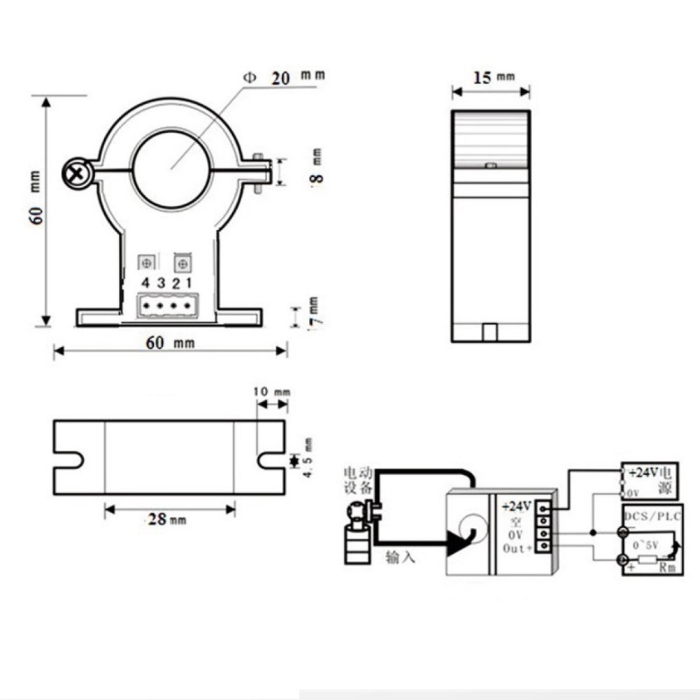 AC0100A Current Sensor with 20mm Aperture for Accurate Current Monitoring