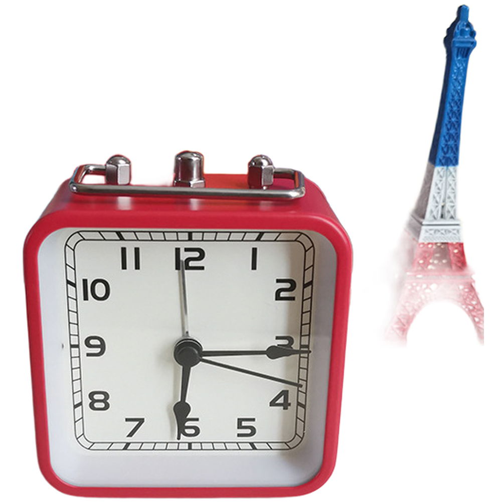 Square Metal Alarm Clock 3 5 Inch with Night Light and Portable Design - Picture 18 of 24