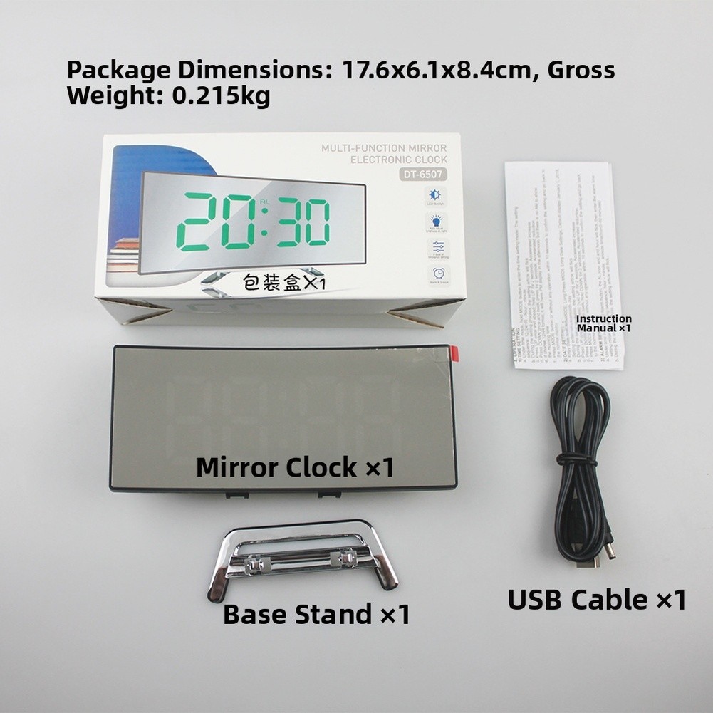 LED Alarm Clock Snooze Function For Bedroom For Office Desk Silent Design