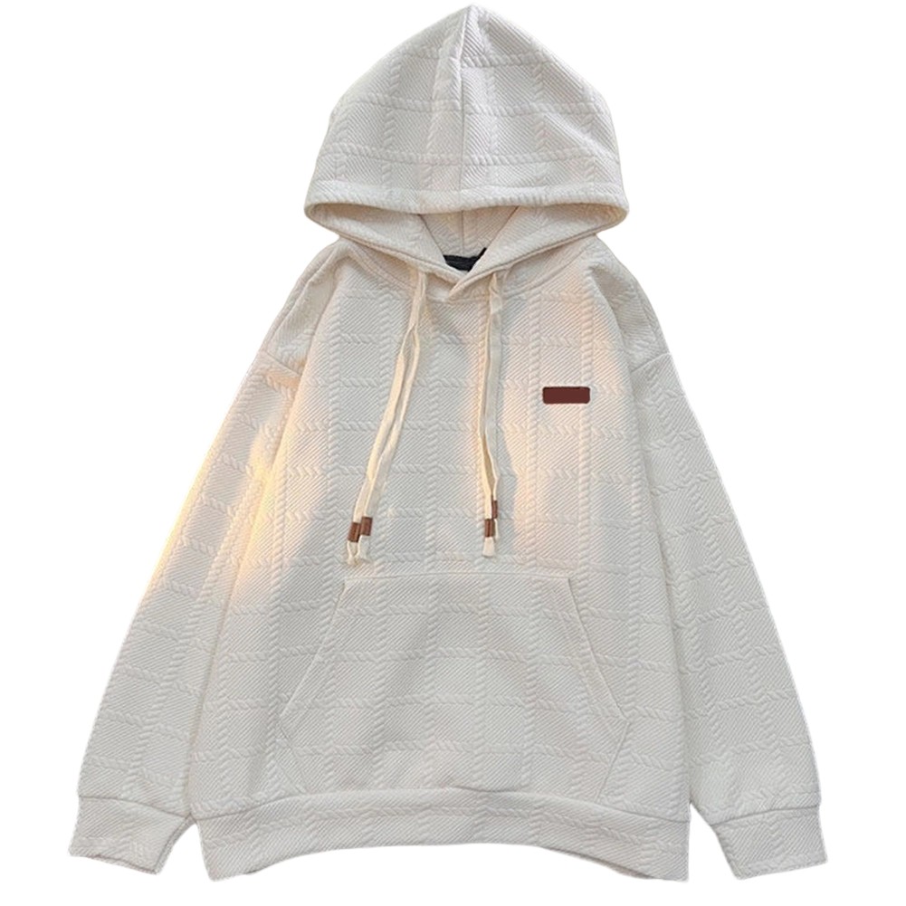 Loose Sweatshirt Plaid Hoodie Hooded Neckline Plaid Pattern Relaxed Fit - Picture 19 of 24