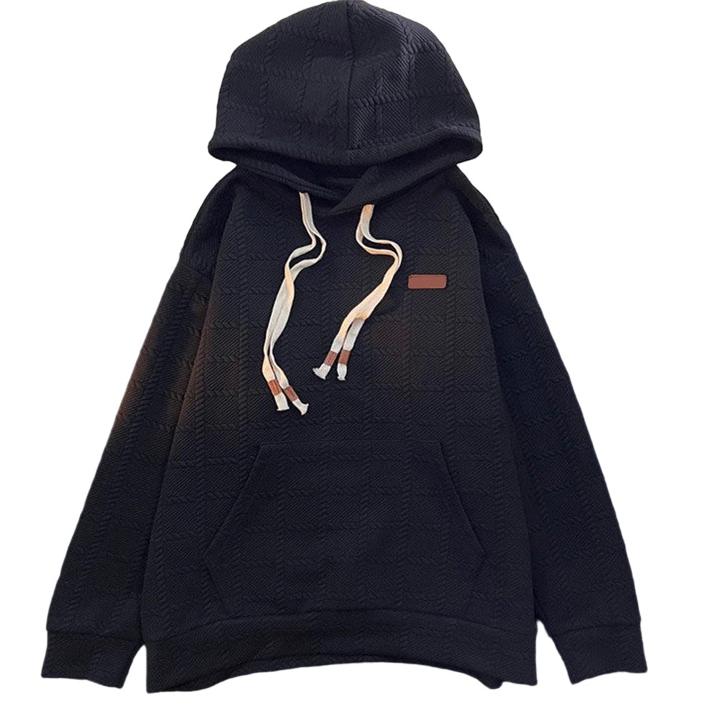 Loose Sweatshirt Plaid Hoodie Hooded Neckline Plaid Pattern Relaxed Fit - Picture 15 of 24