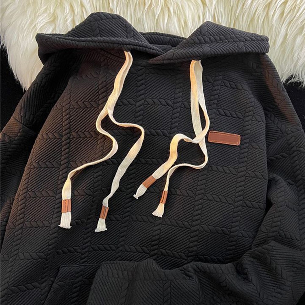 Loose Sweatshirt Plaid Hoodie Hooded Neckline Plaid Pattern Relaxed Fit - Picture 16 of 24