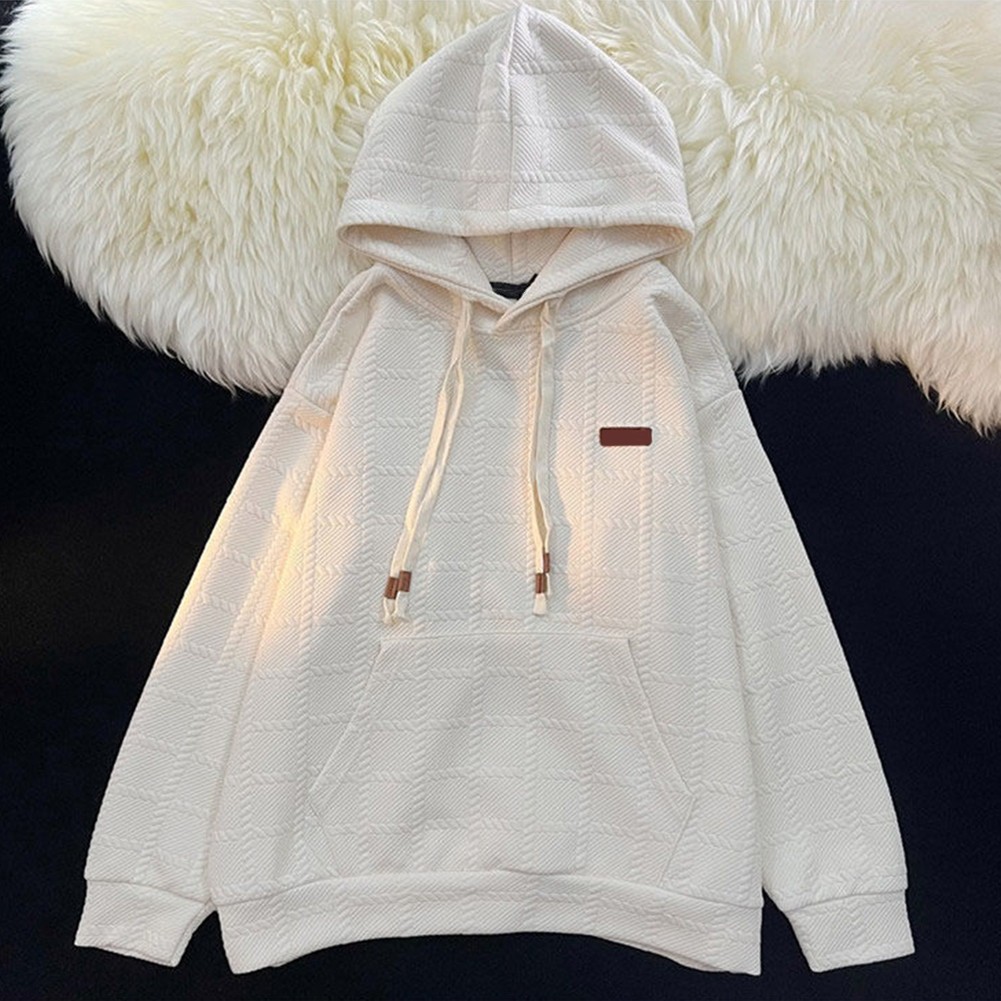 Loose Sweatshirt Plaid Hoodie Hooded Neckline Plaid Pattern Relaxed Fit - Picture 18 of 24