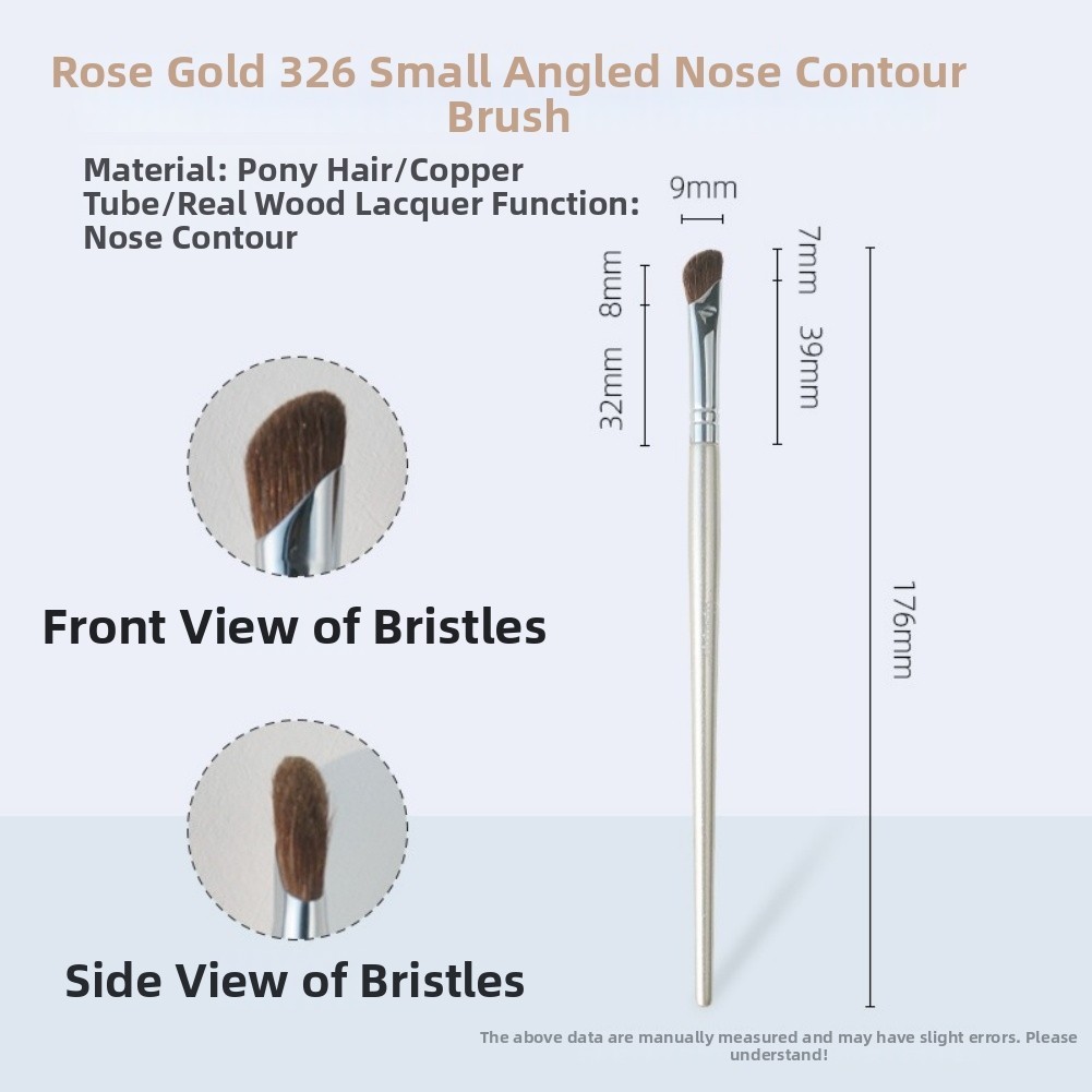 Rose Gold Nose Contour Brush Set Horsehair Angled Sickle Shape for Nose Shading - Picture 15 of 16