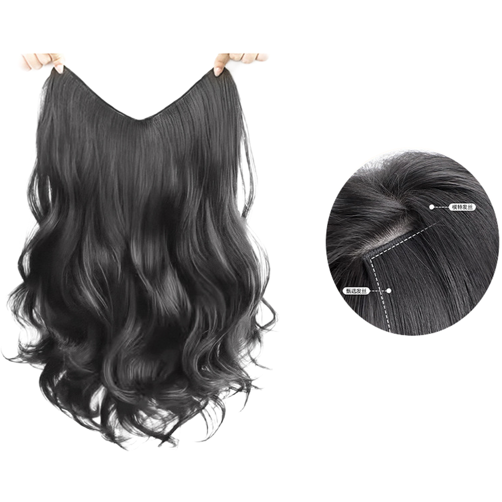 Natural Black Brown U Type Hair Extensions 45cm 55cm 60cm Long Wavy Style
