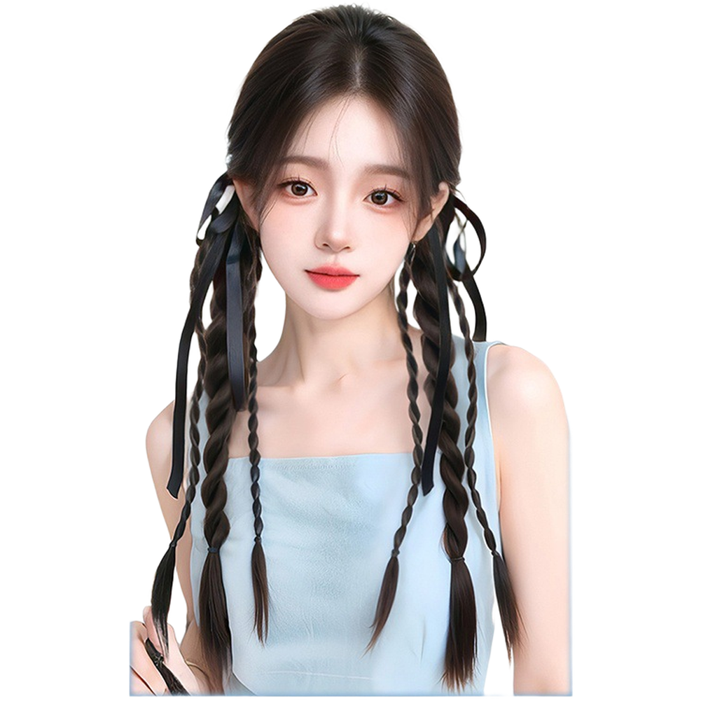 For Women Hair Bundles Double Ponytail with High Temperature Wire Twist Braids - Picture 11 of 13