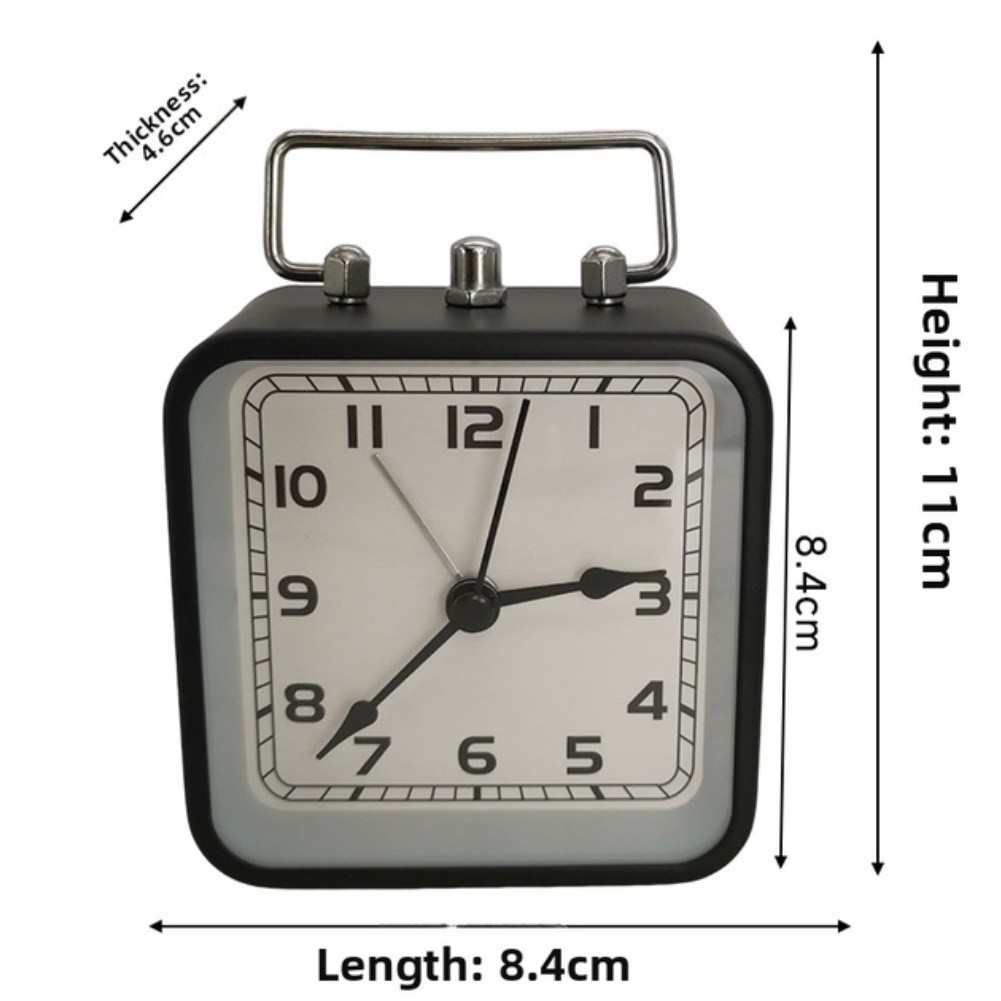 Square Metal Alarm Clock 3 5 Inch with Night Light and Portable Design - Picture 17 of 24