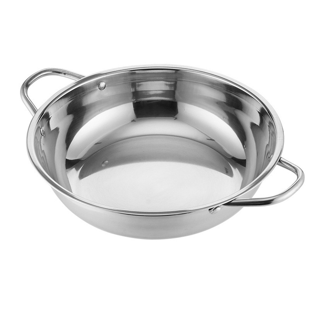 Stainless Steel Hot Pot for Induction Cooking with Thick Base and Dual Handles