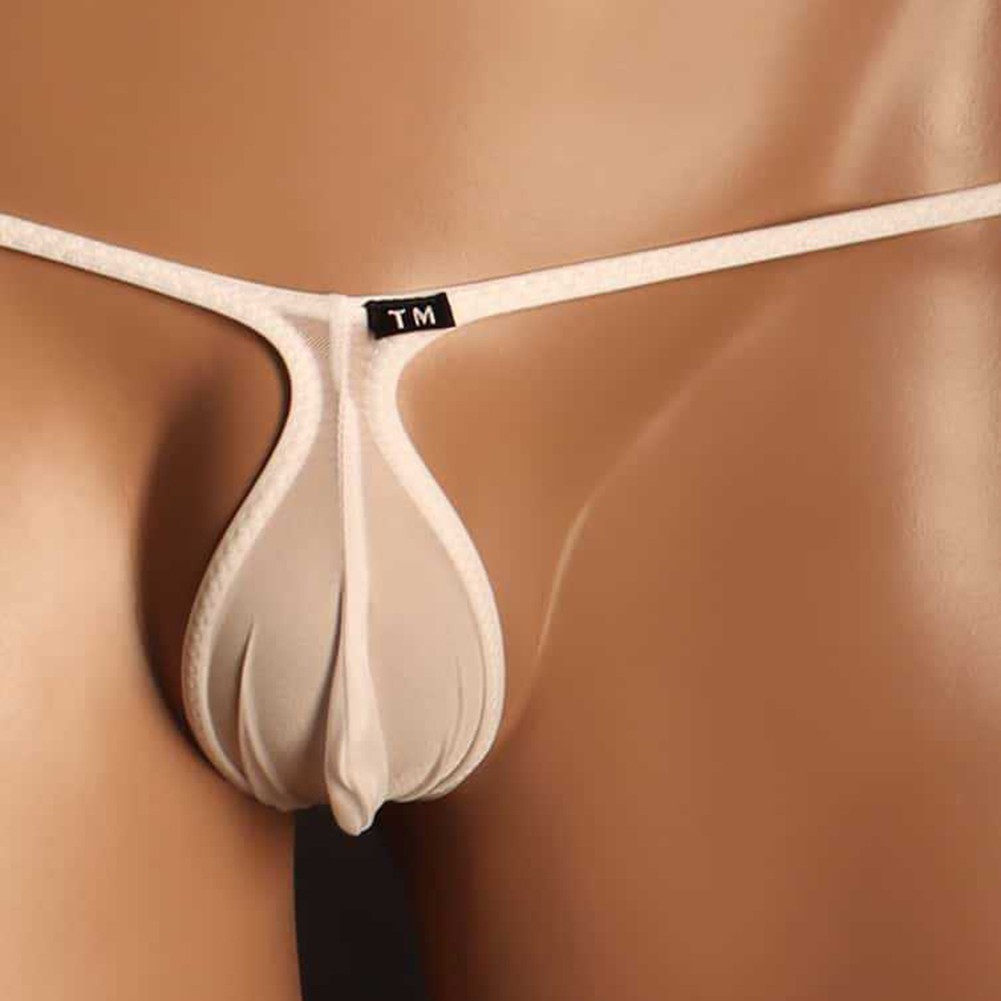 Men Thong Underwear Low Rise Lingerie Large Pouch Elastic Low Rise Cut