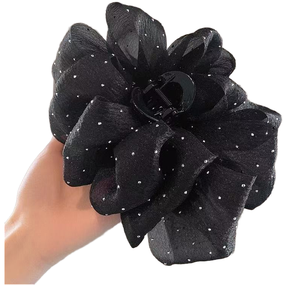 Summer Hair Accessories Mesh Pleated Hair Claw Clip for Women Black and Beige - Picture 18 of 21