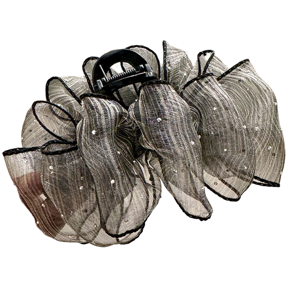 Summer Hair Accessories Mesh Pleated Hair Claw Clip for Women Black and Beige - Picture 15 of 21