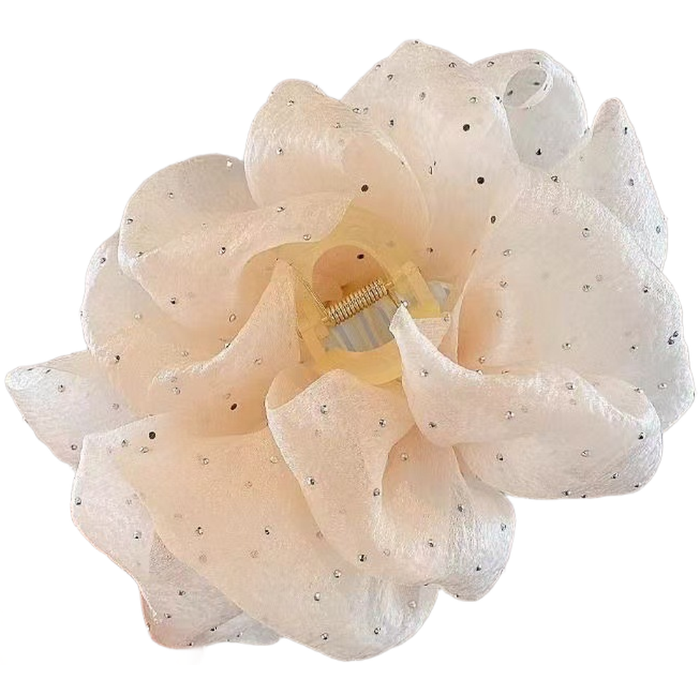 Summer Hair Accessories Mesh Pleated Hair Claw Clip for Women Black and Beige - Picture 20 of 21