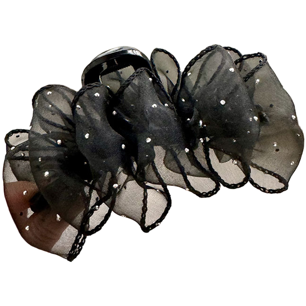 Summer Hair Accessories Mesh Pleated Hair Claw Clip for Women Black and Beige - Picture 13 of 21