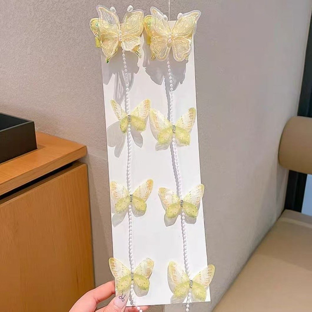 Fabric Princess Hairpins with Butterfly Bow and Tassel Handmade Clips for Girls - Picture 17 of 20