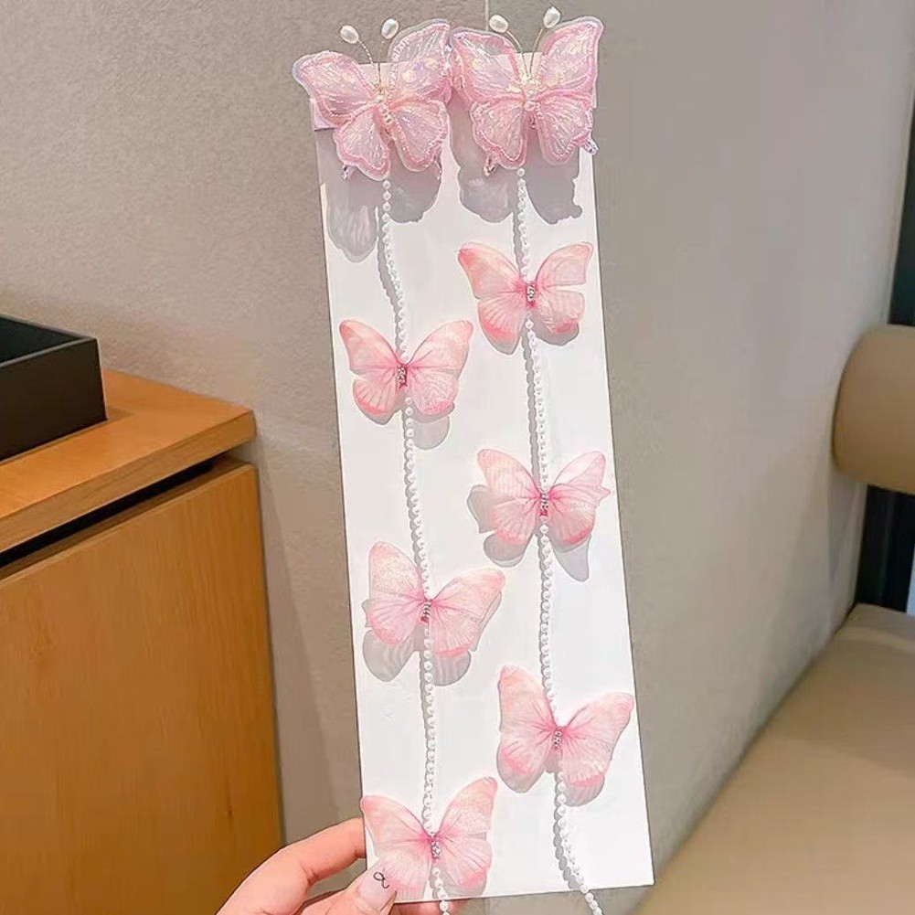 Fabric Princess Hairpins with Butterfly Bow and Tassel Handmade Clips for Girls - Picture 11 of 20