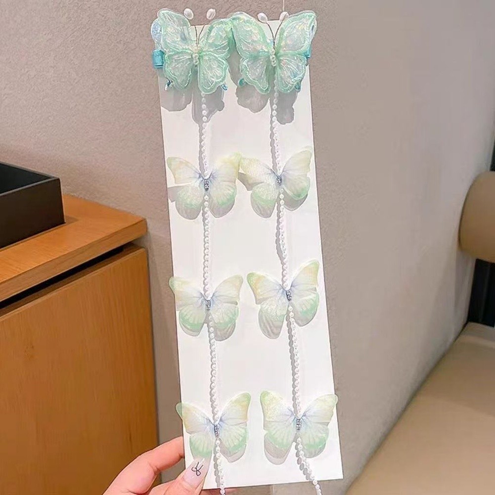 Fabric Princess Hairpins with Butterfly Bow and Tassel Handmade Clips for Girls - Picture 19 of 20