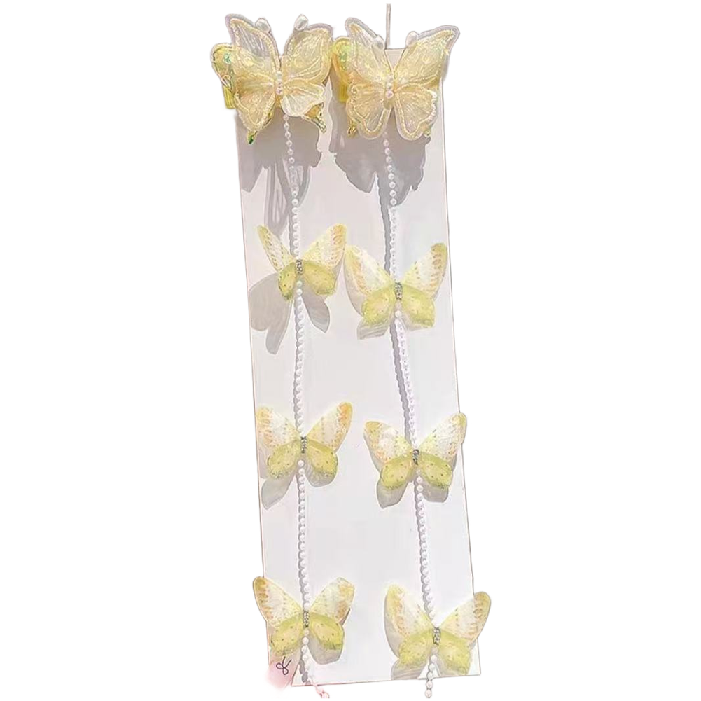 Fabric Princess Hairpins with Butterfly Bow and Tassel Handmade Clips for Girls - Picture 18 of 20