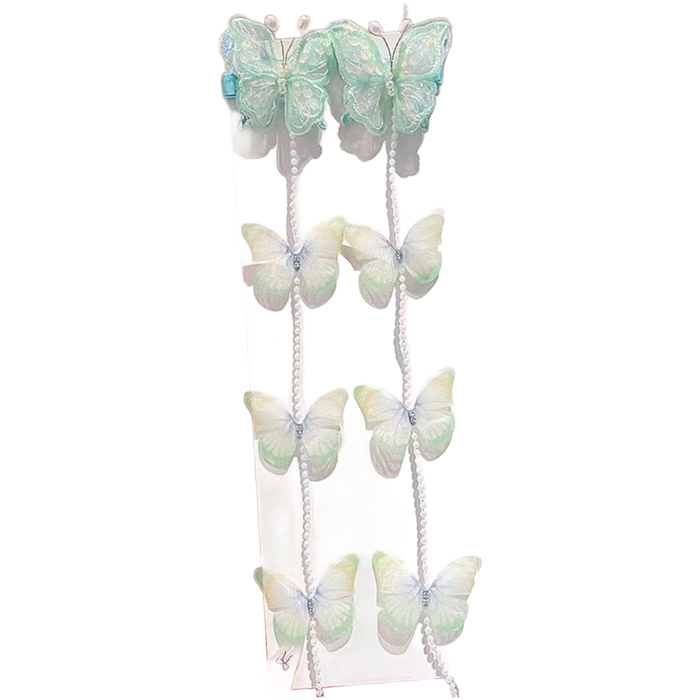 Fabric Princess Hairpins with Butterfly Bow and Tassel Handmade Clips for Girls - Picture 20 of 20