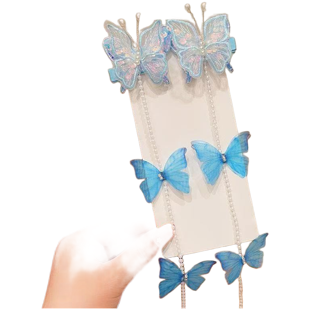 Fabric Princess Hairpins with Butterfly Bow and Tassel Handmade Clips for Girls - Picture 16 of 20