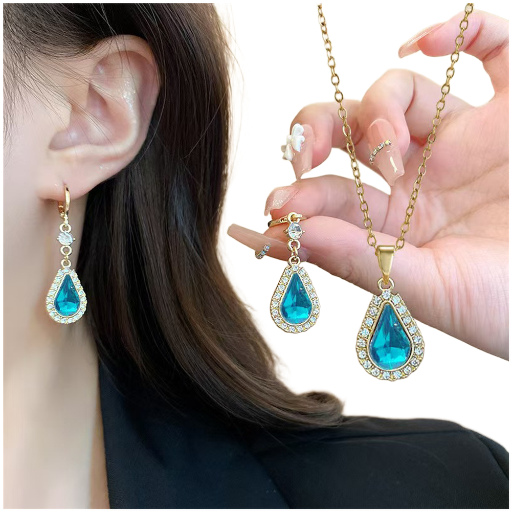 Elegant Teardrop Earrings with Matching Necklace Set for Women Fashion - Picture 18 of 21