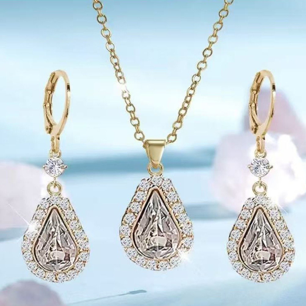 Elegant Teardrop Earrings with Matching Necklace Set for Women Fashion - Picture 17 of 21