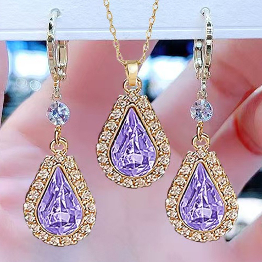 Elegant Teardrop Earrings with Matching Necklace Set for Women Fashion - Picture 21 of 21