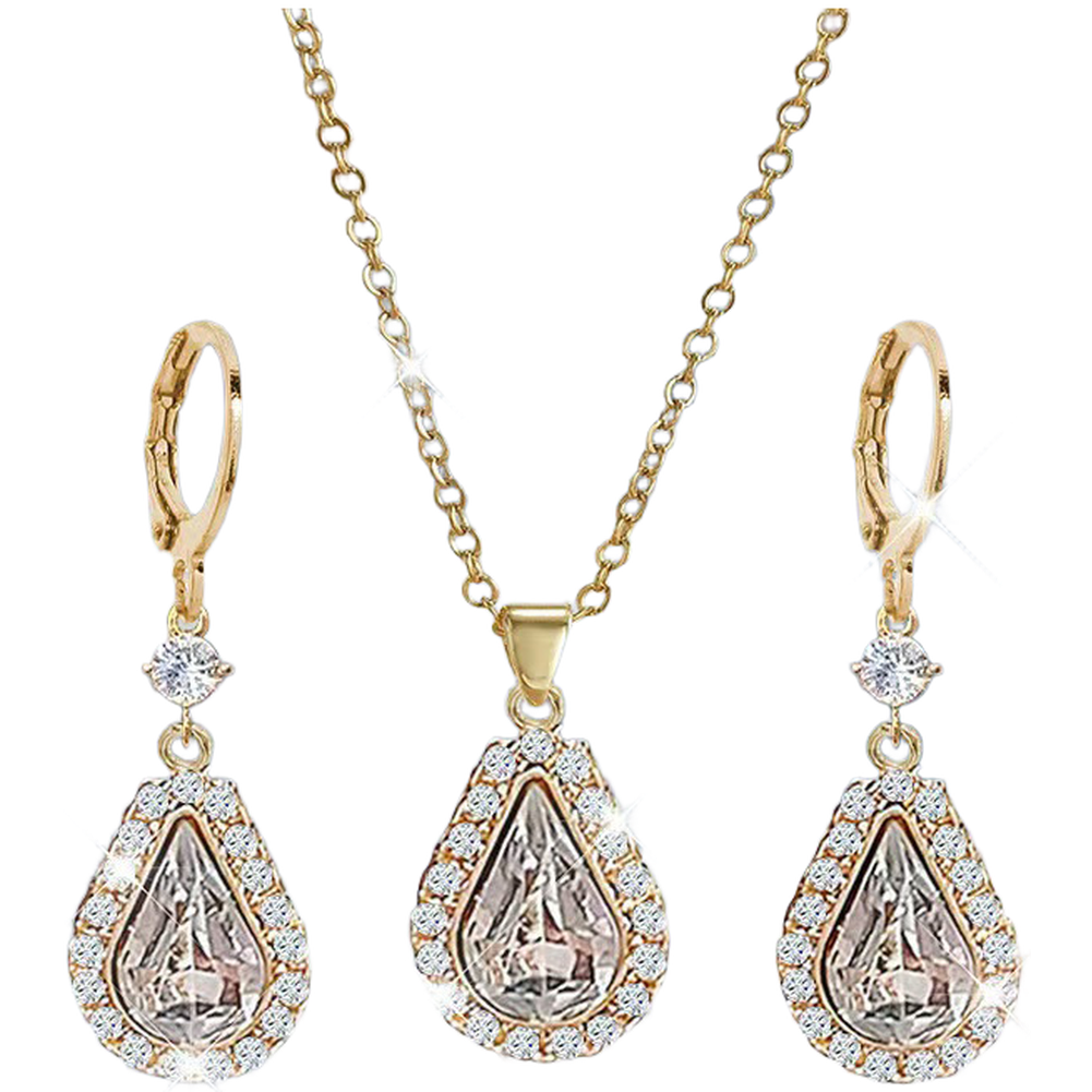 Elegant Teardrop Earrings with Matching Necklace Set for Women Fashion - Picture 16 of 21