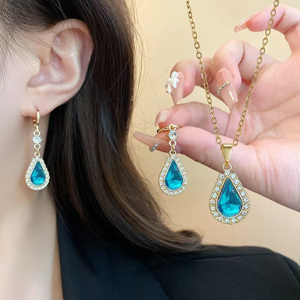 Elegant Teardrop Earrings with Matching Necklace Set for Women Fashion - Picture 19 of 21