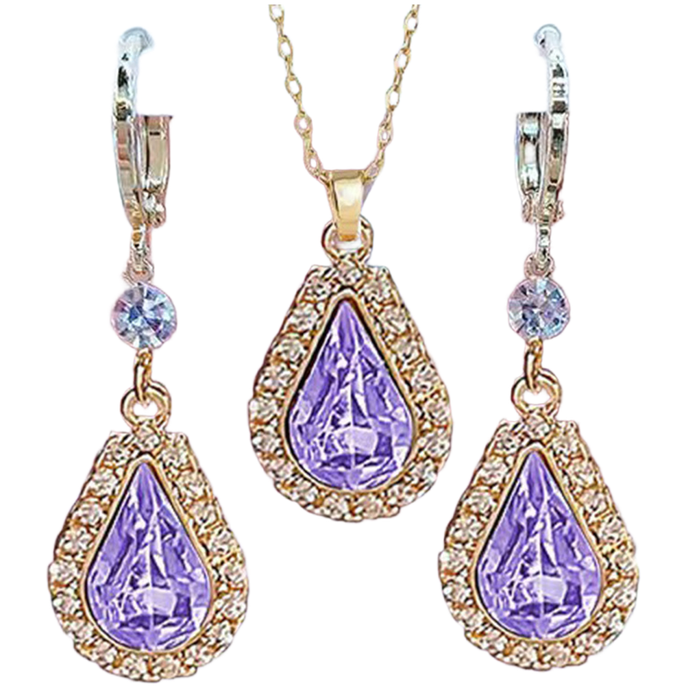 Elegant Teardrop Earrings with Matching Necklace Set for Women Fashion - Picture 20 of 21